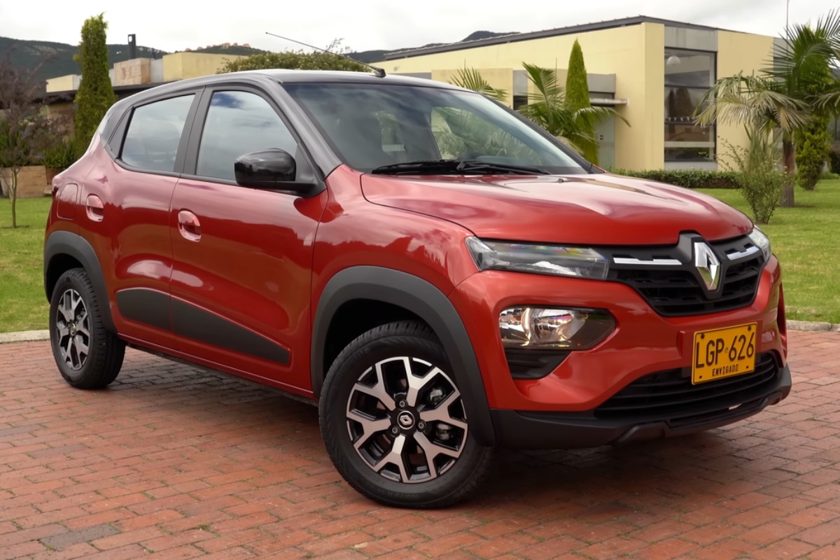 parked red renault kwid